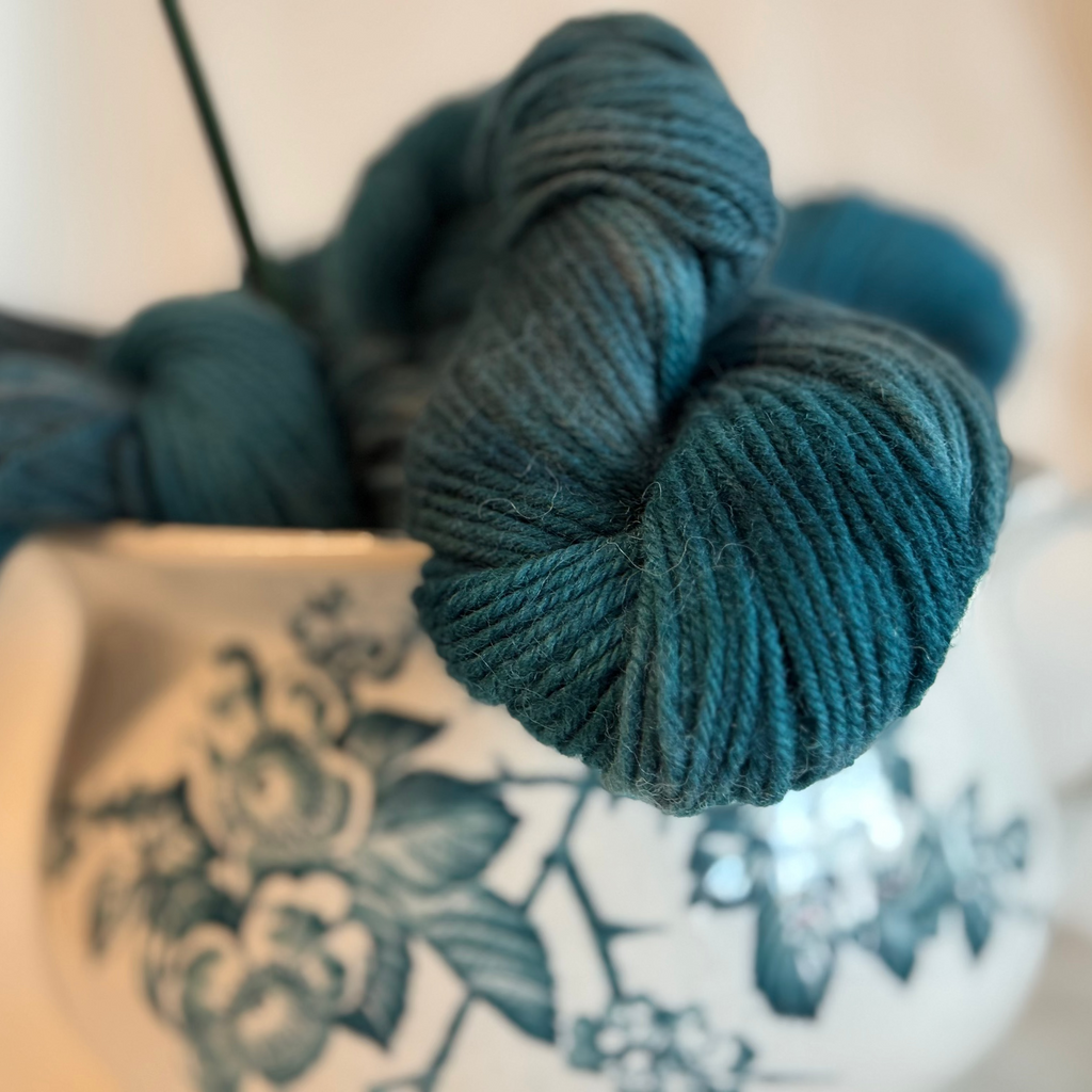 Hand-Dyed Wool Yarn – Tidal Teal - 50g/Hank