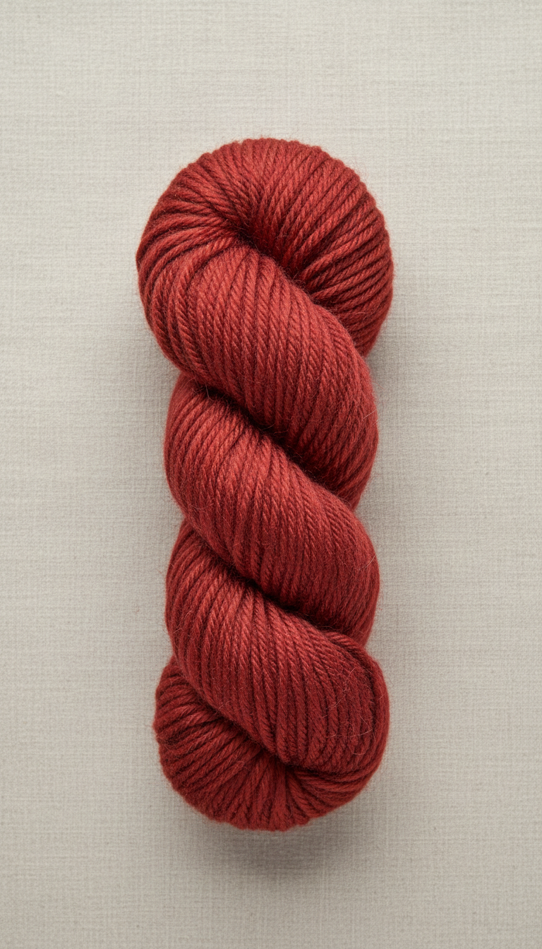 Brick Red Wool Blend Yarn Skein