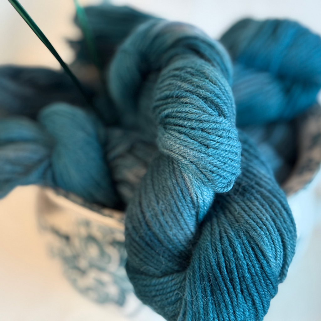 Hand-Dyed Wool Yarn – Tidal Teal - 50g/Hank