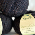 Merino & Silk Yarn Lot – Black Charcoal Tweed with pink fleck - 150g