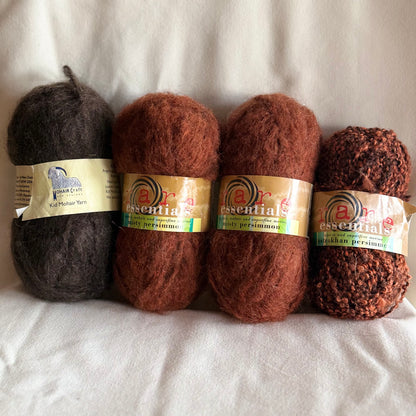 Alpaca, Mohair & Merino Mixed Lot – Chocolate to Persimmon - 200g