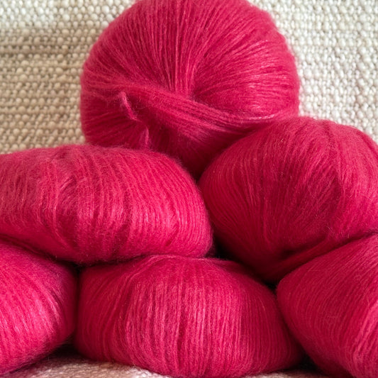 Mohair & Wool Yarn – Watermelon Pink - 50g/Ball